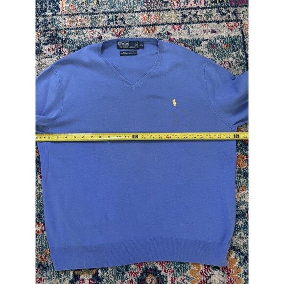POLO Ralph Lauren Men's Blue 100% Pima Cotton V-Neck Sweater Size XL - Picture 9 of 9